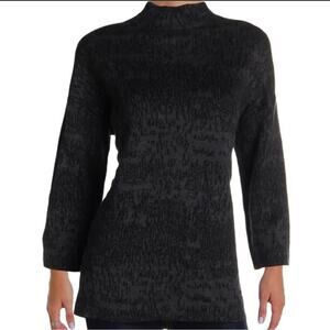 Eileen Fisher Womens Black Marled Day To Night Pull Over Sweater